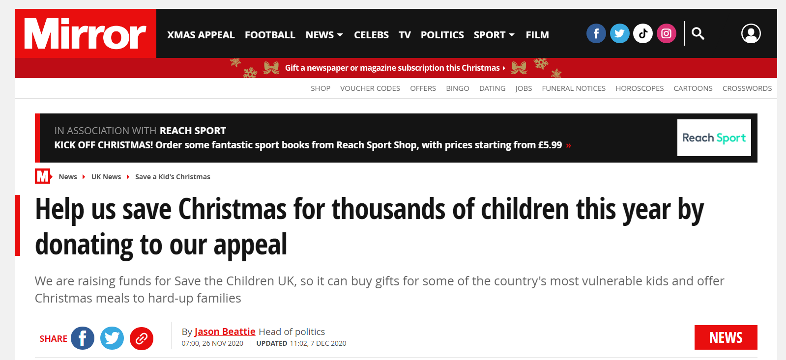 Daily Mirror Charity Pic